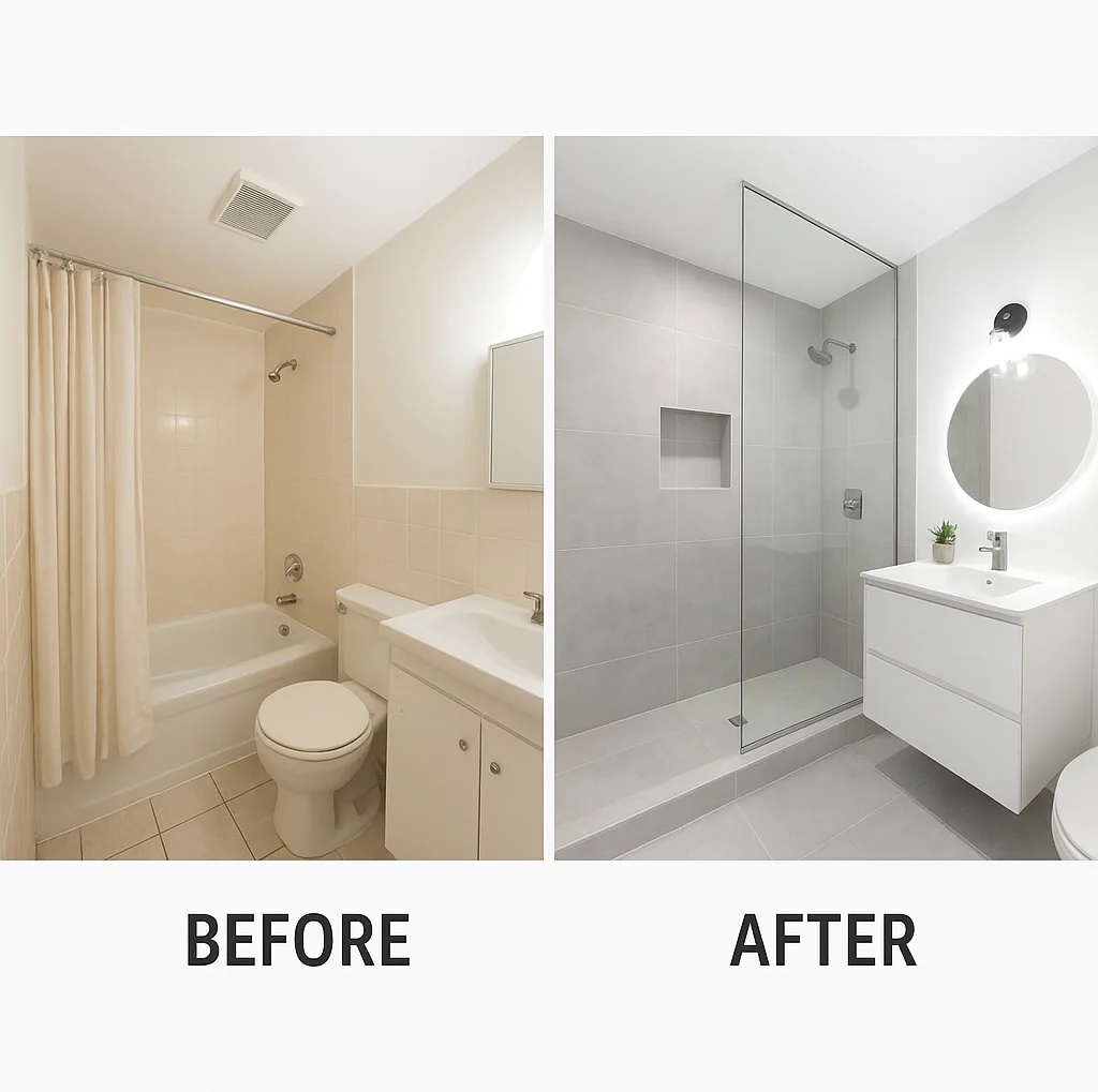 Before & After Inspiration for Affordable Luxury Bathroom