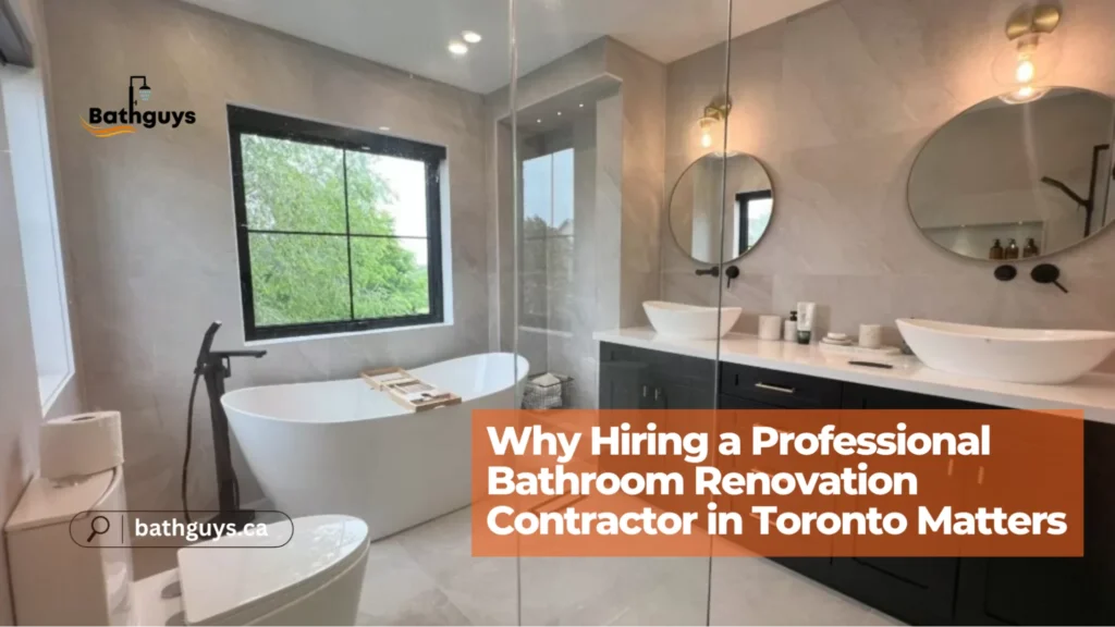 Professional bathroom renovation contractor in Toronto working on modern bathroom remodel