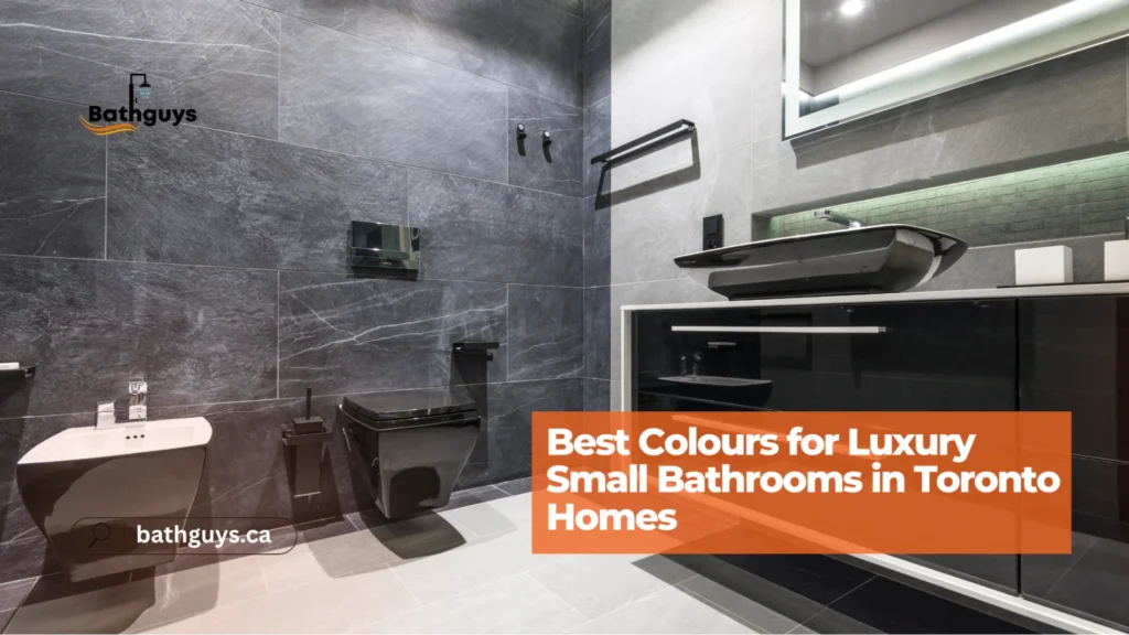 Luxury small bathroom renovation in Toronto featuring elegant colour choices that enhance space and style