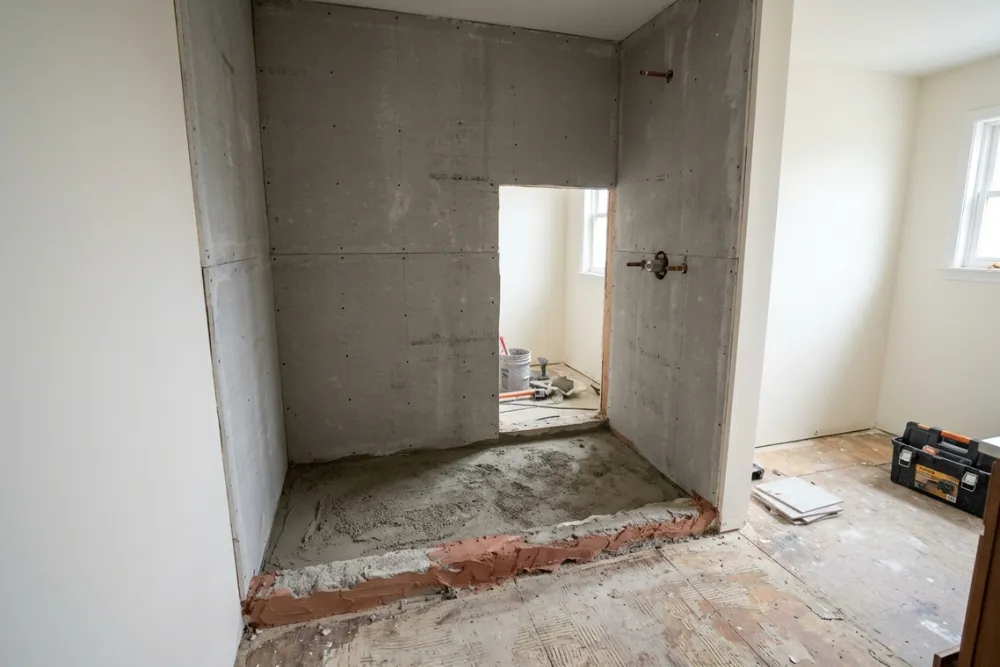 Shower Wall Waterproofing before